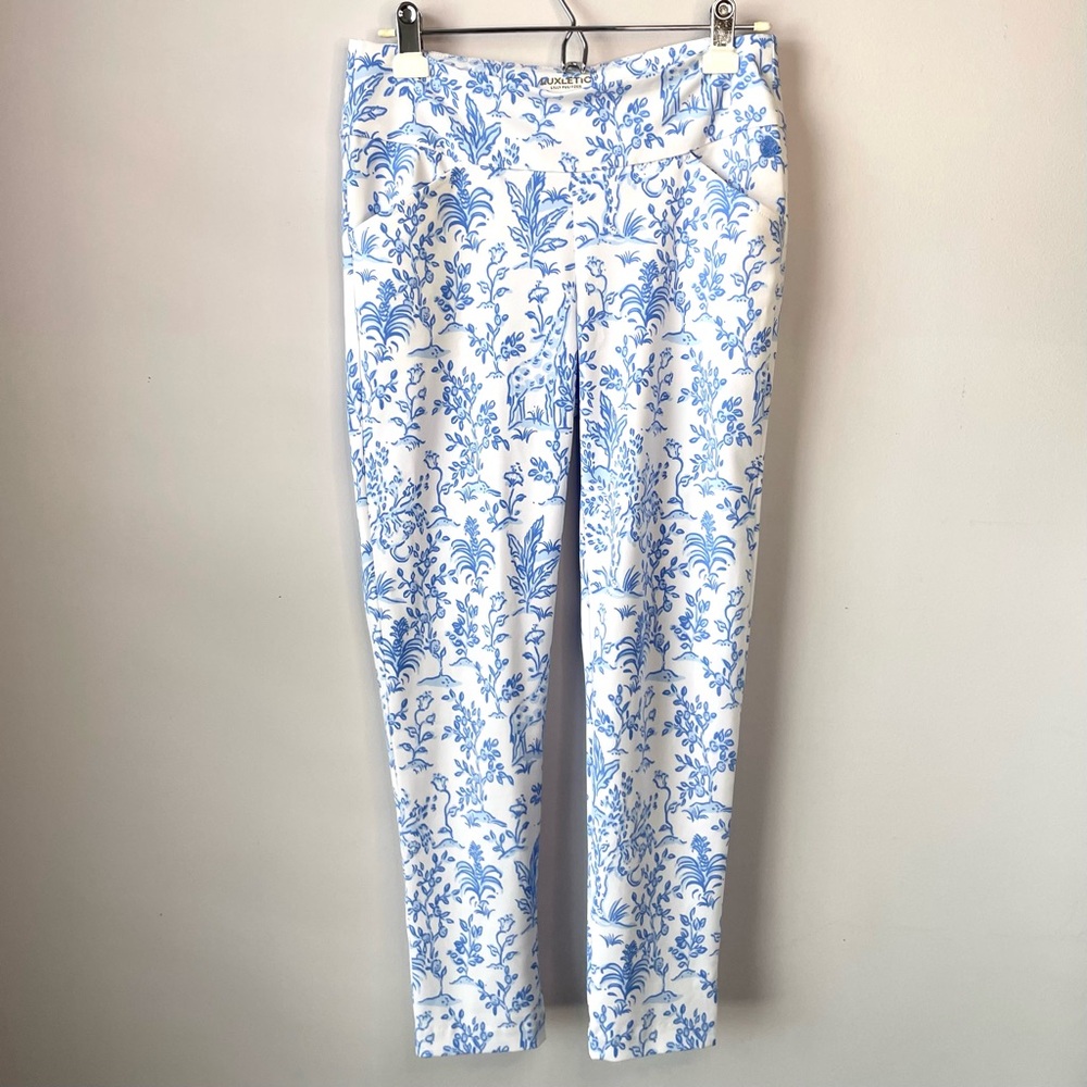 Lilly Pulitzer Luxletic Corso Pants Resort White Tall Tales Golf Athleisure Sz 4 - Picture 3 of 16